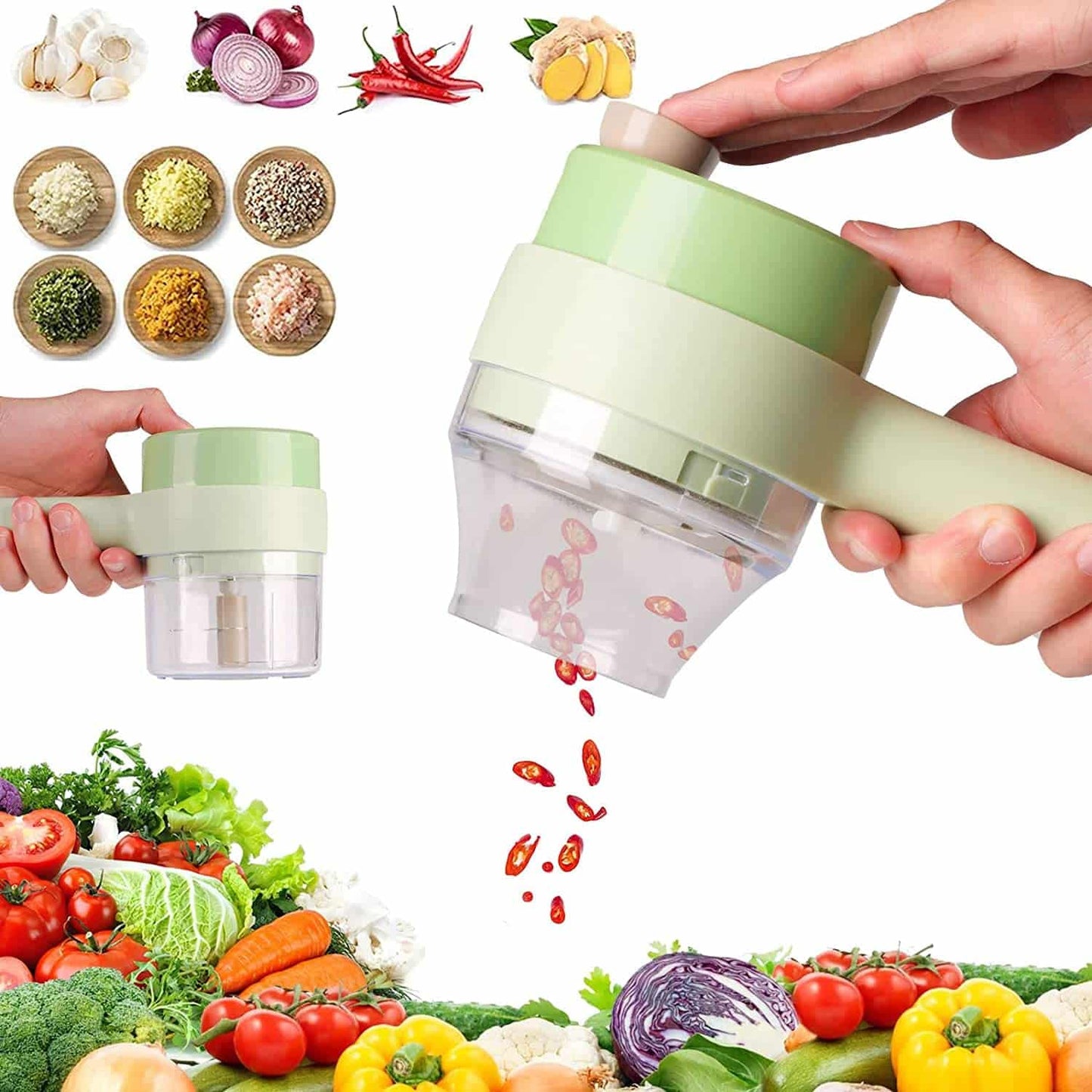 4-in-1 Electric Vegetable Cutter & Food Chopper – Multifunctional Handheld Slicer & Cooking Hammer