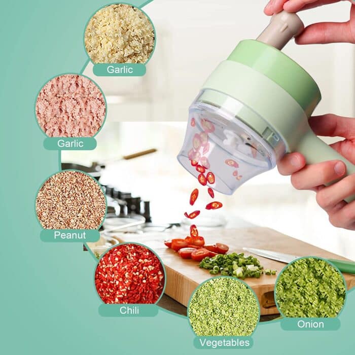 4-in-1 Electric Vegetable Cutter & Food Chopper – Multifunctional Handheld Slicer & Cooking Hammer