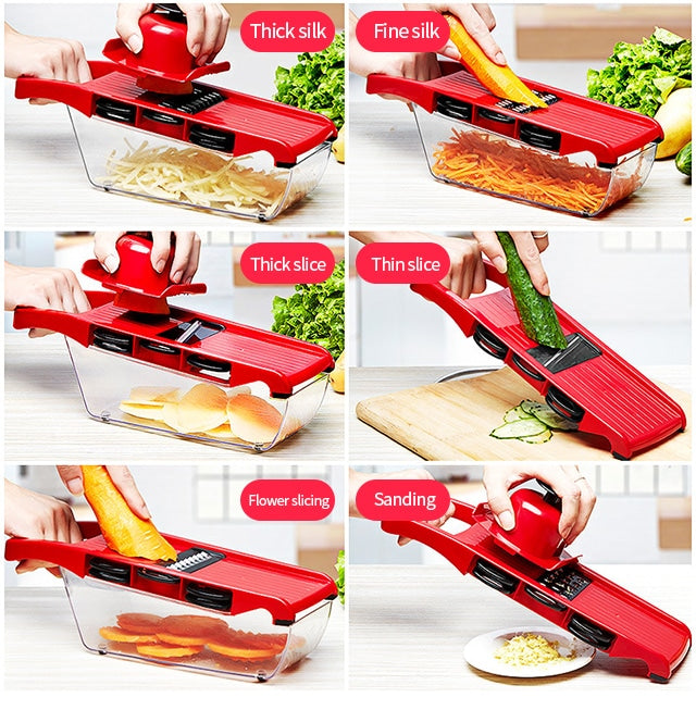 10-in-1 Mandoline Vegetable Slicer & Cutter with Storage Box – Multi-Functional Kitchen Tool